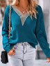Pulls Femmes Décontracté Plain Printemps / Automne Quotidien Manches Longues Fil/fil de laine Régulier Régulier Dentelle
