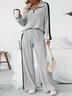 Deux Pièces Ensembles Décontracté Bloc de Couleur Printemps / Automne Naturel Ample Jersey Manches Longues Top Avec Pantalons Régulier pour Femmes