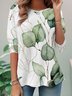 T-shirts Femmes Décontracté Printemps / Automne Feuille Quotidien Ample Manches Longues Régulier Droit Régulier