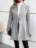 à Col Revers Manches Longues Poids lourd Plain Blouson pour Femmes