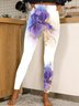 Pantalons De Yoga Femmes Décontracté Floral Toutes Les Saisons Naturel Aucune élasticité Serré Pantalon coupe slim Long Droit