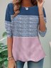 T-shirts Femmes Rayé Décontracté Printemps / Automne Aucune élasticité Ample Manches Longues Col Rond Droit Non