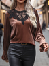 Chemisiers1 Décontracté Plain Printemps / Automne Velours Micro-élasticité Quotidien Manches Longues Régulier Régulier pour Femmes