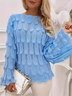 Pulls Femmes Décontracté Plain Printemps / Automne Quotidien Manches Longues Col Rond Fil/fil de laine Droit Régulier