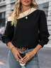 Chemisiers1 Décontracté Bloc de Couleur Printemps / Automne Polyester Une Épaule Dénudée Micro-élasticité Quotidien Régulier Régulier pour Femmes