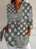 Chemises Rayé Décontracté Printemps / Automne Polyester Aucune élasticité Quotidien Coupe Régulière Manches trois quarts Droit pour Femmes