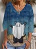 T-shirts Décontracté Printemps / Automne Toussaint Col V Aucune élasticité Quotidien Jersey Standard Manches Longues pour Femmes