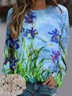 Sweat-shirts Décontracté Floral Printemps / Automne Micro-élasticité Quotidien Manches Longues Régulier Droit Régulier pour Femmes