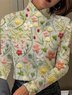 Chemisiers1 Femmes Décontracté Floral Printemps / Automne Micro-élasticité Quotidien chaleur Meilleure vente Droit Régulier