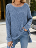 T-shirts Décontracté Plain Printemps / Automne Quotidien Manches Longues Col Rond Mi-long Régulier Élasticité moyenne pour Femmes
