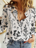 Chemises Femmes Décontracté Floral Printemps / Automne Polyester Léger Quotidien Manches Longues Régulier Col de Chemise
