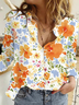 Chemises Femmes Décontracté Floral Printemps / Automne Polyester Léger Aucune élasticité Manches trois quarts Droit Col de Chemise