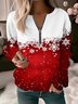 Sweat-shirts Décontracté Printemps / Automne Flocon de Neige Micro-élasticité Ample Col Rond Régulier Droit Régulier pour Femmes