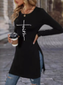 T-shirts Décontracté Printemps / Automne Jésus Copie Micro-élasticité Jersey Manches Longues Col Rond Mi-long Droit pour Femmes