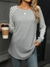 T-shirts Femmes Rayé Décontracté Printemps / Automne Joint Fendu Naturel Quotidien Ample Droit Régulier