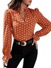 Chemisiers1 Pois Polka Décontracté Printemps / Automne Polyester Aucune élasticité Ample Manches Longues Mi-long Droit pour Femmes