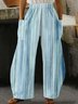 Pantalons Femmes Rayé Décontracté Printemps / Automne Polyester Naturel Taille Élastique Pantalon droit Long Régulier
