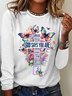 Chemisiers1 Décontracté Printemps / Automne Papillon Quotidien Ample Meilleure vente Manches Longues Col Rond Droit pour Femmes