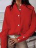 Chemises Décontracté Plain Printemps / Automne Col Montant Aucune élasticité Quotidien Ample Droit Boucle pour Femmes