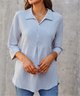 Chemisiers1 Décontracté Plain Printemps / Automne Aucune élasticité Quotidien Ample Coton Et Lin Régulier Droit pour Femmes