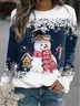 Sweat-shirts Décontracté Printemps / Automne Bonhomme de Neige de Noël Polyester Quotidien Noël Manches Longues Droit Régulier pour Femmes