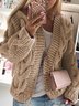 Cardigans Décontracté Plain Hiver Sweat-shirt à Capuche Poids lourd Quotidien Fil/fil de laine Régulier Droit pour Femmes