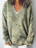 Pulls Décontracté Floral Printemps / Automne Quotidien Ample Manches Longues Régulier Régulier Élasticité moyenne pour Femmes