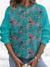 Sweat-shirts Décontracté Floral Printemps / Automne à Manches de Raglan Quotidien Ample Col Rond Régulier Régulier pour Femmes
