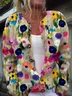 Cardigans Décontracté Floral Printemps / Automne Polyester Boutonné Micro-élasticité Quotidien Manches Longues Droit pour Femmes