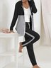 Deux Pièces Ensembles Décontracté Bloc de Couleur Printemps / Automne Polyester Sweat-shirt à Capuche Naturel Manches Longues Droit Régulier pour Femmes