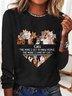 T-shirts Décontracté Imprimé d'Animal Printemps / Automne Quotidien Manches Longues Col Rond en Mélangé de Coton Droit Régulier pour Femmes