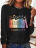 T-shirts Décontracté Floral Printemps / Automne Quotidien Manches Longues Col Rond en Mélangé de Coton Droit Régulier pour Femmes