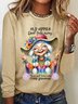 T-shirts Femmes Décontracté Printemps / Automne Lettres de texte Aucune élasticité Ample Manches Longues Col Rond Droit Régulier