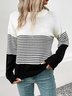Pulls Femmes Rayé Décontracté Hiver Naturel Poids lourd Quotidien Manches Longues Col Rond Régulier