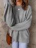 Pulls Décontracté Plain Printemps / Automne Micro-élasticité Quotidien Manches Longues Col Rond Droit Régulier pour Femmes