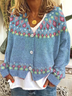Cardigans Femmes Décontracté Ethnique Hiver Quotidien Coupe Régulière Laine/Tricot Régulier Épaissi Élasticité moyenne