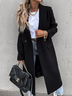 à Col Revers Manches Longues Régulier Plain Manteau pour Femmes
