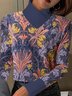 T-shirts Femmes Rétro Ethnique Printemps / Automne Polyester Coupe Régulière Meilleure vente Manches Longues Droit Faux Col