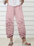 Pantalons Femmes Décontracté Floral Printemps / Automne Polyester Aucune élasticité Ample Taille Élastique Pantalon droit Poche Couture