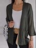 Cardigans Femmes Décontracté Plain Printemps / Automne Col V Quotidien Ample Manches trois quarts Régulier Régulier
