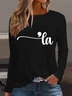 T-shirts Décontracté Printemps / Automne Lettres de texte Quotidien Manches Longues Col Rond Droit Régulier Élasticité moyenne pour Femmes