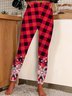 Pantalons De Yoga Décontracté Toutes Les Saisons Plaid Naturel Aucune élasticité Quotidien Serré Jersey Long pour Femmes
