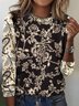 T-shirts Femmes Décontracté anacardier Fleurs Printemps / Automne Ample Jersey Régulier Droit Régulier ré