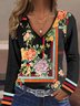 T-shirts Femmes Floral Décontracté Printemps / Automne Micro-élasticité Quotidien Jersey Manches Longues Régulier T.-N.-L.