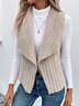 Micro-élasticité Col Châle Sans Manches en Toison Plain Gilet pour Femmes