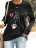 Sweat-shirts Décontracté Imprimé d'Animal Printemps / Automne Micro-élasticité Quotidien Manches Longues en Mélangé de Coton Régulier Droit pour Femmes