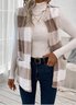 Micro-élasticité Col Châle Sans Manches en Toison Plaid Gilet pour Femmes