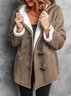 Sweat-shirt à Capuche Manches Longues en Toison Plain Sweat à capuche zippé Blouson Boutonné pour Femmes