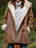 Micro-élasticité Sweat-shirt à Capuche Manches Longues en Toison Plain Blouson pour Femmes