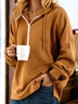 Sweat-shirts Décontracté Plain Hiver Zip Sweat-shirt à Capuche Quotidien Jersey Régulier Droit pour Femmes